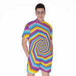 Colorful Spiral Illusion Print Men's Rompers