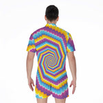 Colorful Spiral Illusion Print Men's Rompers