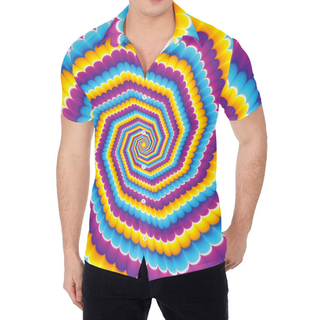 Colorful Spiral Illusion Print Men's Shirt