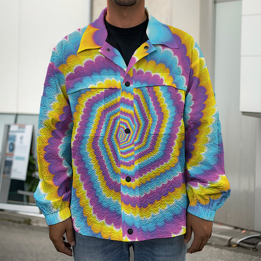 Colorful Spiral Illusion Print Men's Shirt Jacket