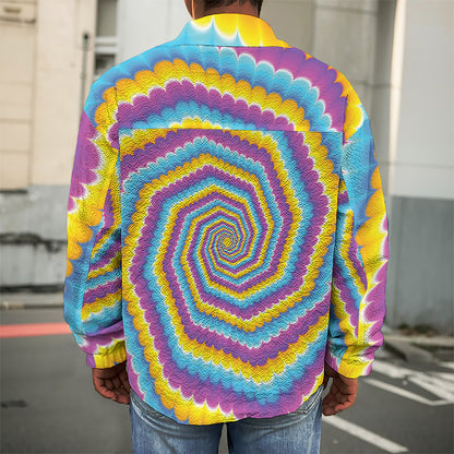 Colorful Spiral Illusion Print Men's Shirt Jacket