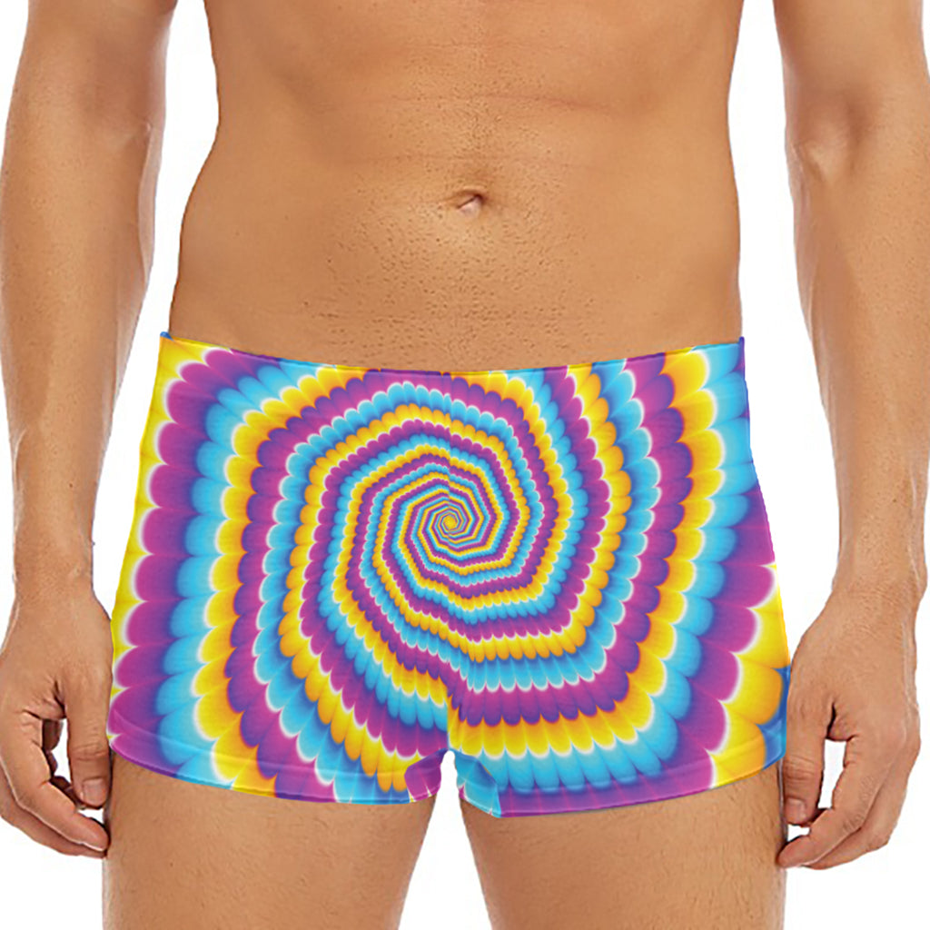 Colorful Spiral Illusion Print Men's Short Boxer Briefs