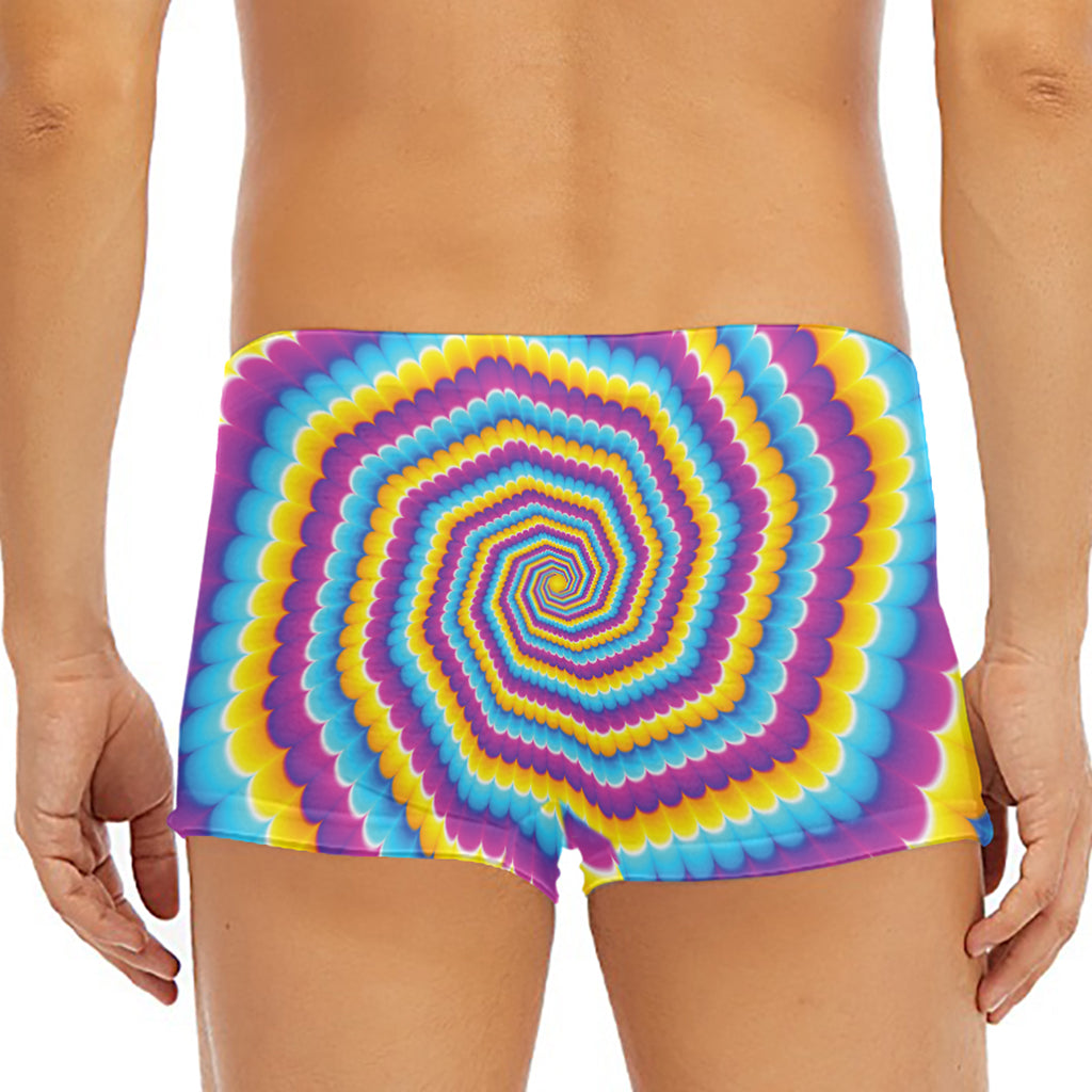 Colorful Spiral Illusion Print Men's Short Boxer Briefs