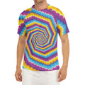 Colorful Spiral Illusion Print Men's Short Sleeve Rash Guard