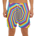 Colorful Spiral Illusion Print Men's Split Running Shorts
