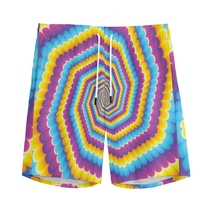 Colorful Spiral Illusion Print Men's Sports Shorts