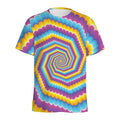 Colorful Spiral Illusion Print Men's Athletic T-Shirt