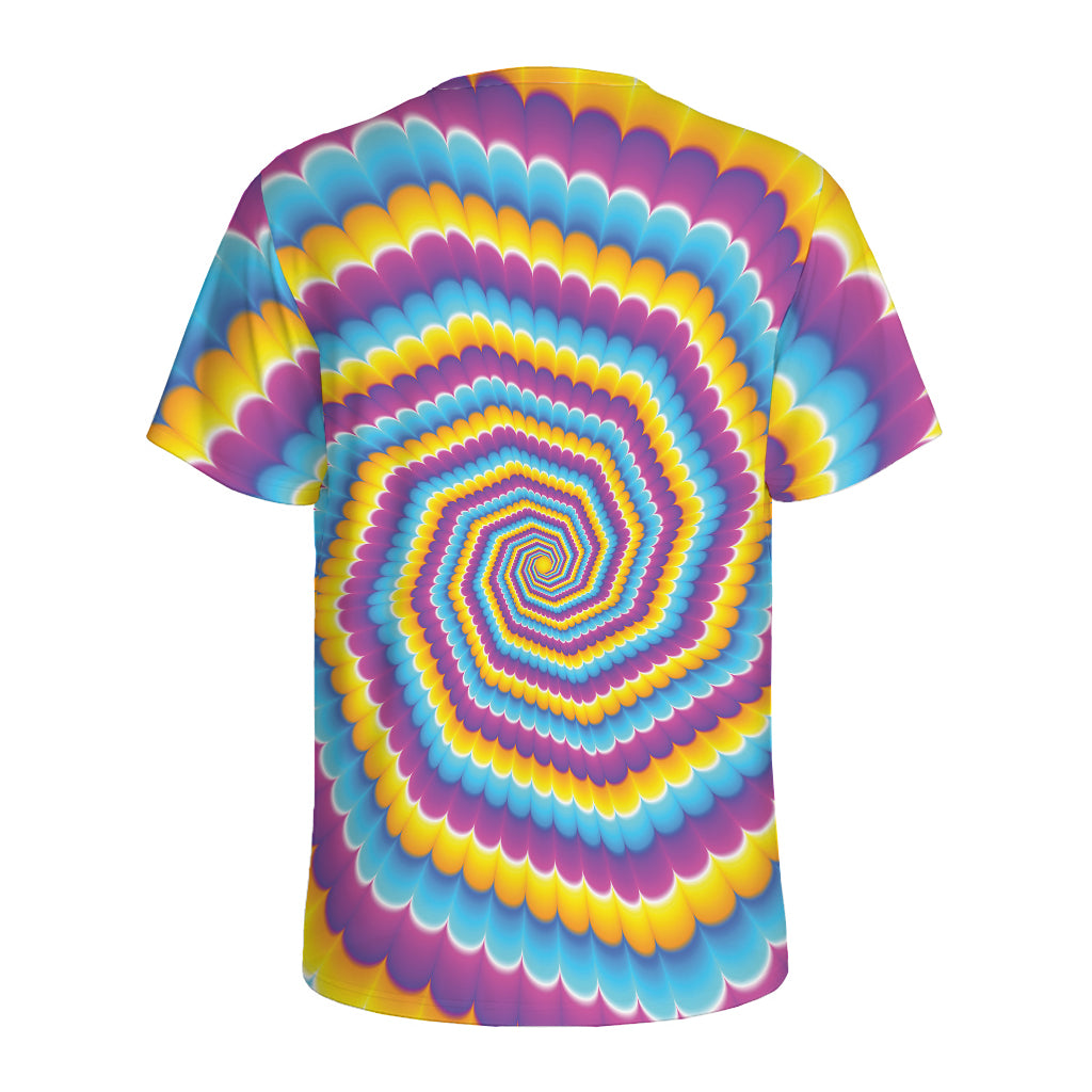 Colorful Spiral Illusion Print Men's Sports T-Shirt