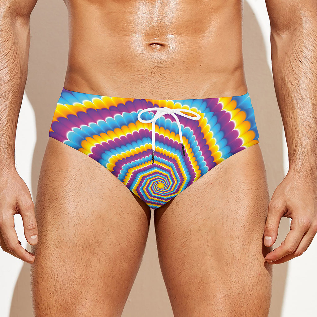 Colorful Spiral Illusion Print Men's Swim Briefs