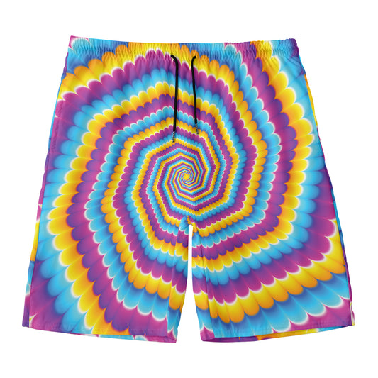 Colorful Spiral Illusion Print Men's Swim Trunks