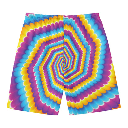 Colorful Spiral Illusion Print Men's Swim Trunks