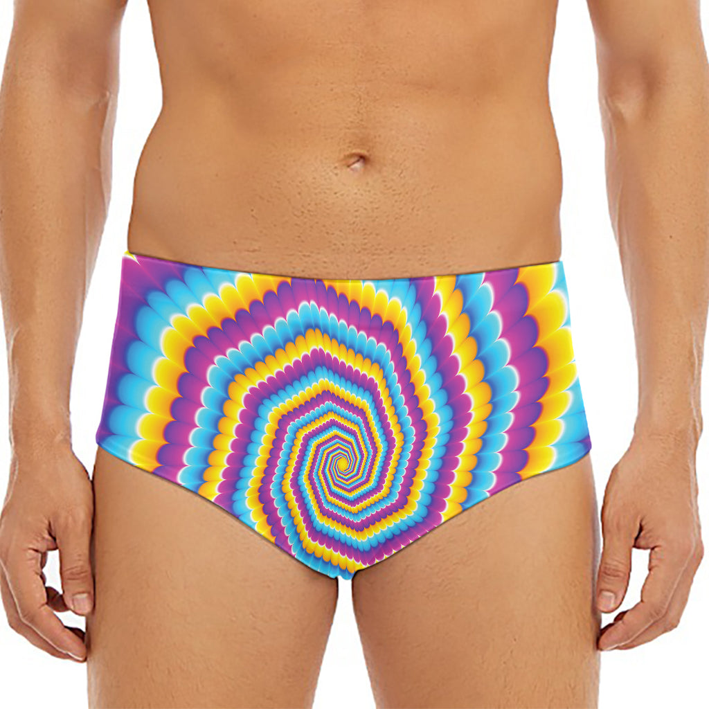 Colorful Spiral Illusion Print Men's Triangle Swim Briefs