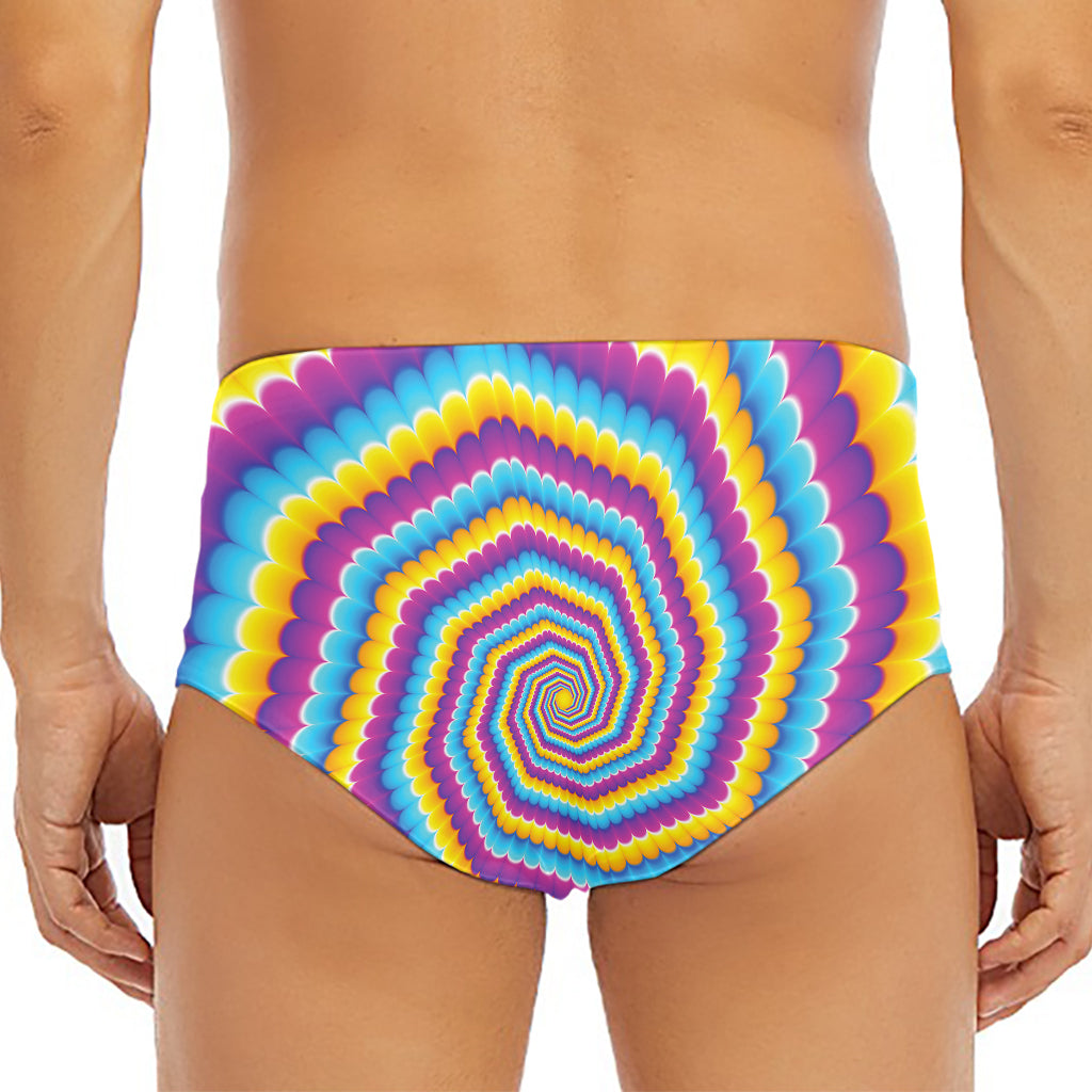 Colorful Spiral Illusion Print Men's Triangle Swim Briefs