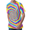 Colorful Spiral Illusion Print Men's Velvet T-Shirt