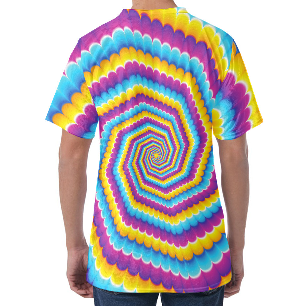 Colorful Spiral Illusion Print Men's Velvet T-Shirt