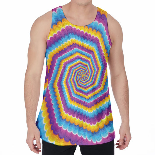 Colorful Spiral Illusion Print Men's Velvet Tank Top