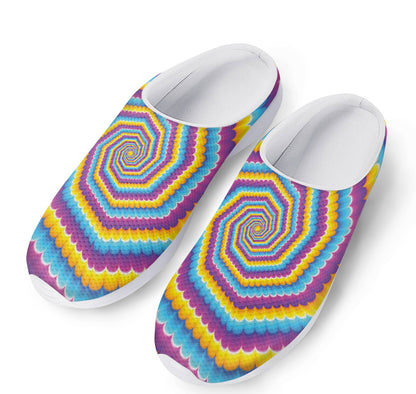Colorful Spiral Illusion Print Mesh Casual Shoes