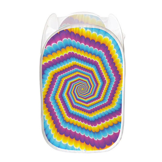 Colorful Spiral Illusion Print Mesh Laundry Hamper
