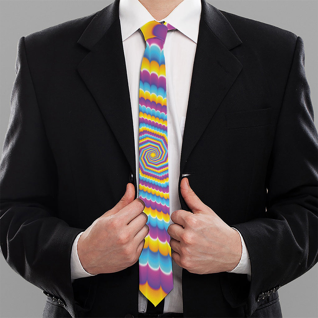 Colorful Spiral Illusion Print Necktie