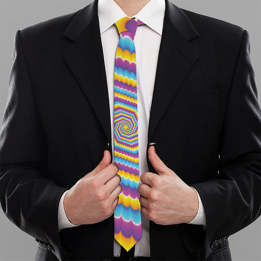 Colorful Spiral Illusion Print Necktie