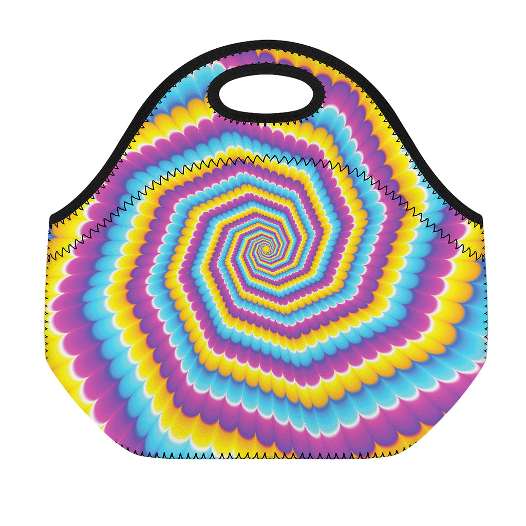 Colorful Spiral Illusion Print Neoprene Lunch Bag