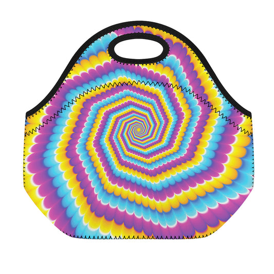 Colorful Spiral Illusion Print Neoprene Lunch Bag