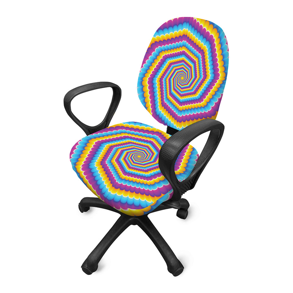 Colorful Spiral Illusion Print Office Chair Cover