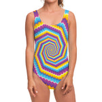 Colorful Spiral Illusion Print One Piece Swimsuit