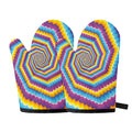 Colorful Spiral Illusion Print Oven Mitts