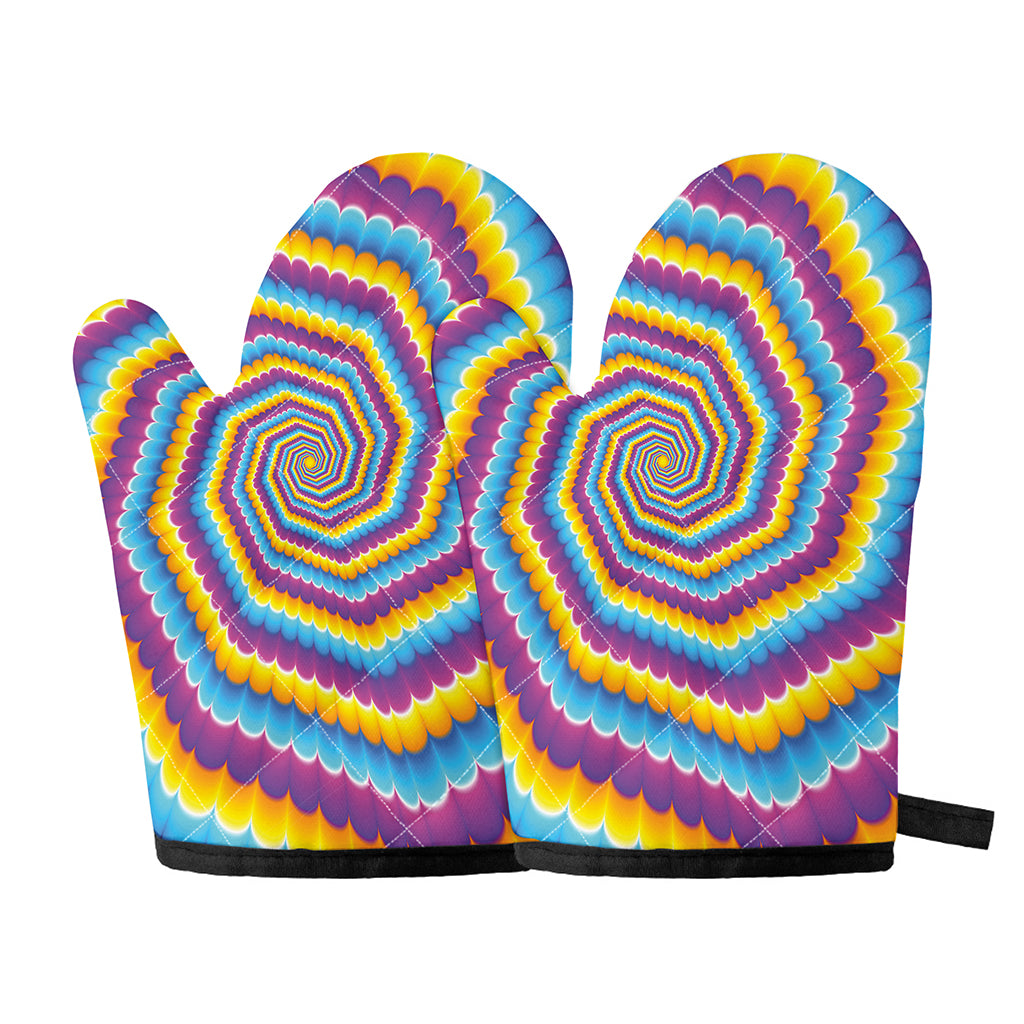 Colorful Spiral Illusion Print Oven Mitts