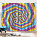 Colorful Spiral Illusion Print Pencil Pleat Curtains