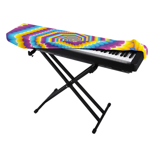 Colorful Spiral Illusion Print Piano Keyboard Cover