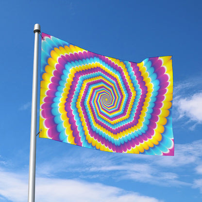 Colorful Spiral Illusion Print Polyester Flag