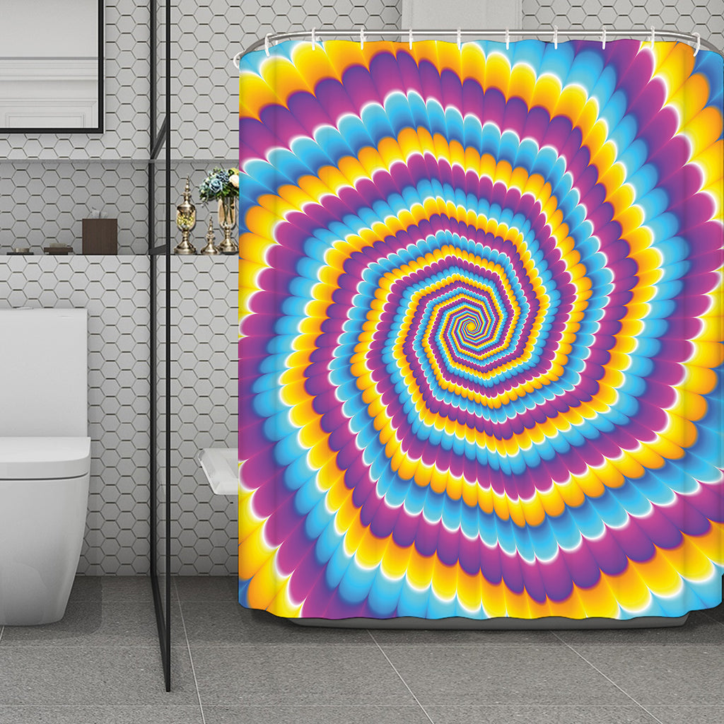 Colorful Spiral Illusion Print Polyester Shower Curtain