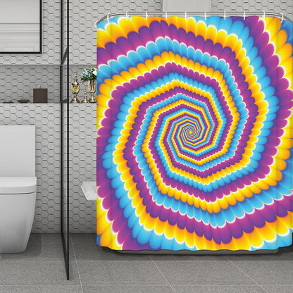 Colorful Spiral Illusion Print Polyester Shower Curtain