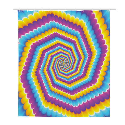 Colorful Spiral Illusion Print Polyester Shower Curtain