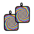 Colorful Spiral Illusion Print Pot Holders