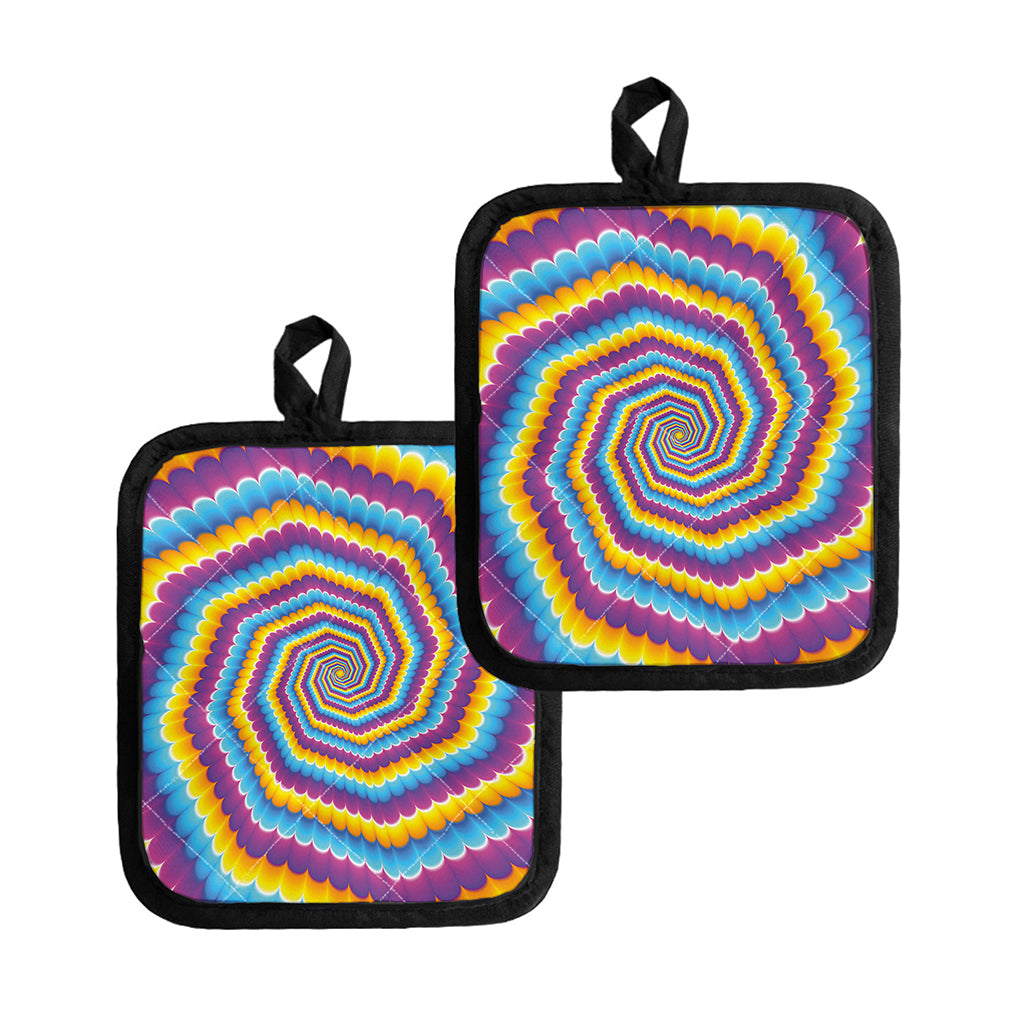 Colorful Spiral Illusion Print Pot Holders