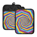 Colorful Spiral Illusion Print Pot Holders With Pocket