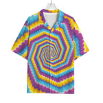 Colorful Spiral Illusion Print Rayon Hawaiian Shirt
