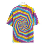 Colorful Spiral Illusion Print Rayon Hawaiian Shirt