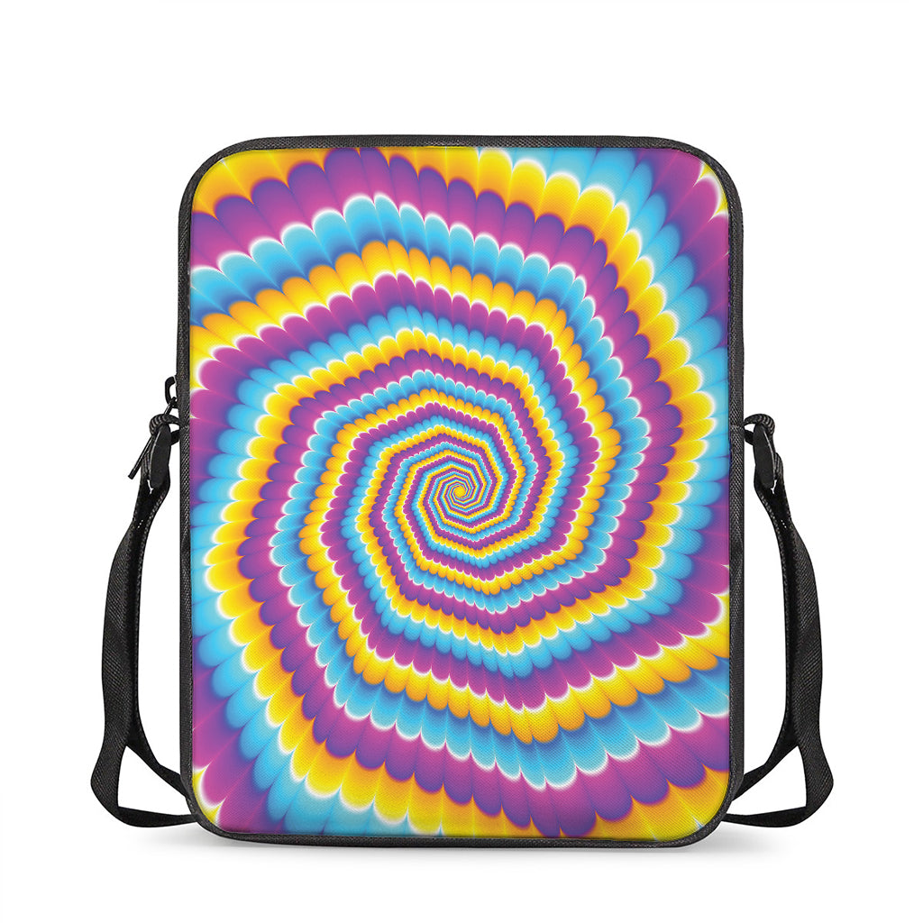 Colorful Spiral Illusion Print Rectangular Crossbody Bag
