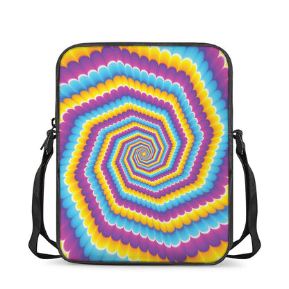 Colorful Spiral Illusion Print Rectangular Crossbody Bag