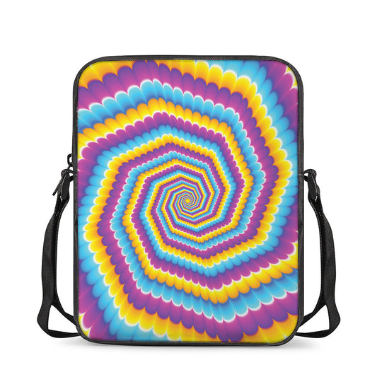 Colorful Spiral Illusion Print Rectangular Crossbody Bag