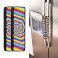Colorful Spiral Illusion Print Refrigerator Handle Covers