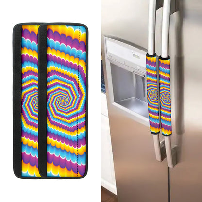 Colorful Spiral Illusion Print Refrigerator Handle Covers