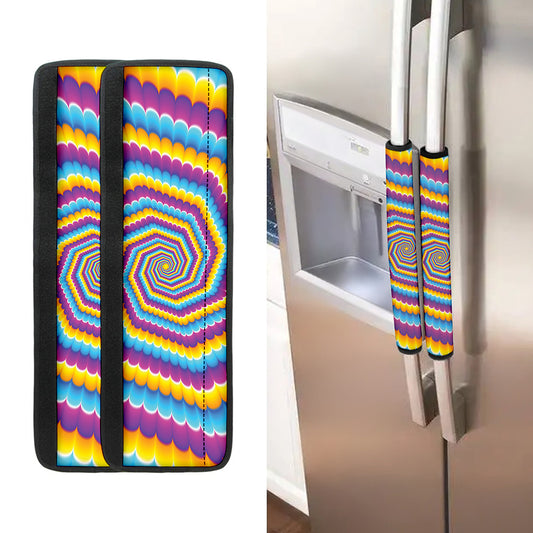 Colorful Spiral Illusion Print Refrigerator Handle Covers