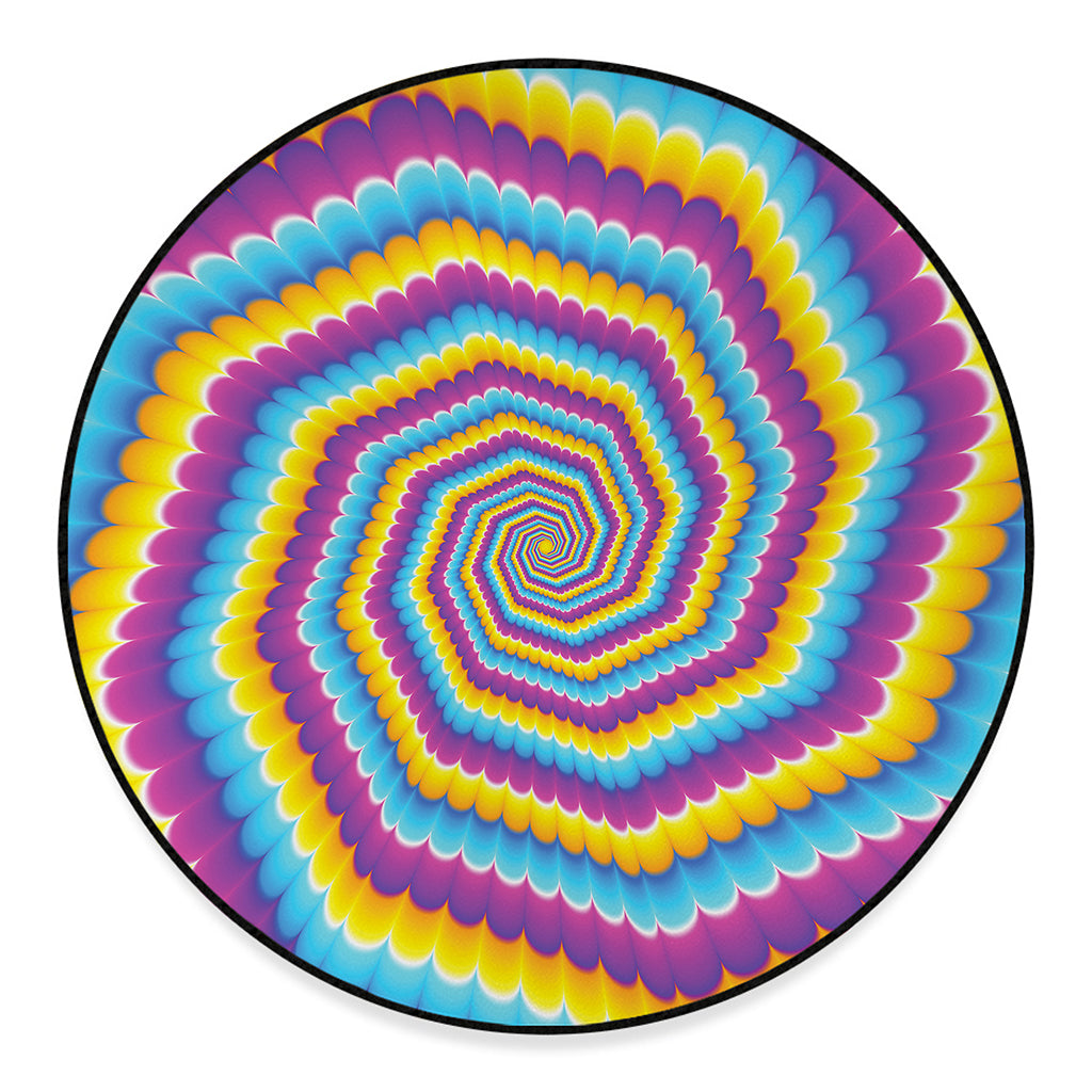 Colorful Spiral Illusion Print Round Floor Mat