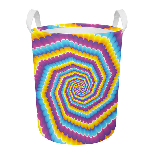 Colorful Spiral Illusion Print Round Laundry Basket