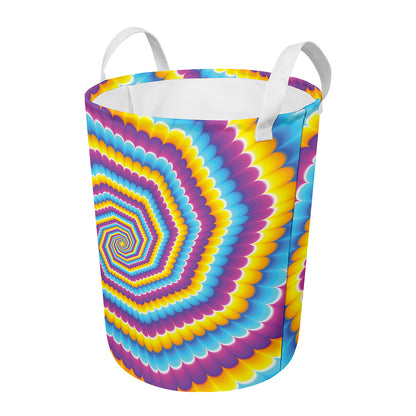 Colorful Spiral Illusion Print Round Laundry Basket